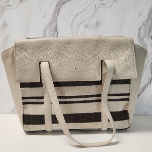 Kate Spade Cream and Black Striped Tote Bag